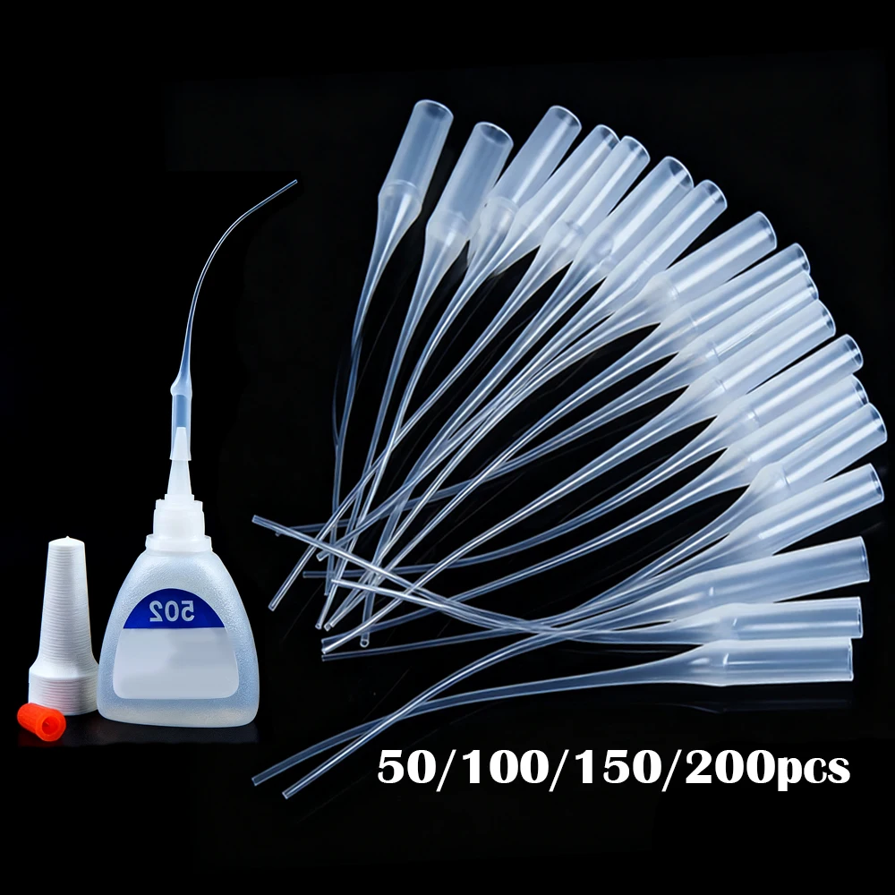 50-200pcs Glue Tips, Plastic Glue Micro-Tips Glue Extender Precision CA Glue Applicator for Arts Crafts Hobby Projects Guitar