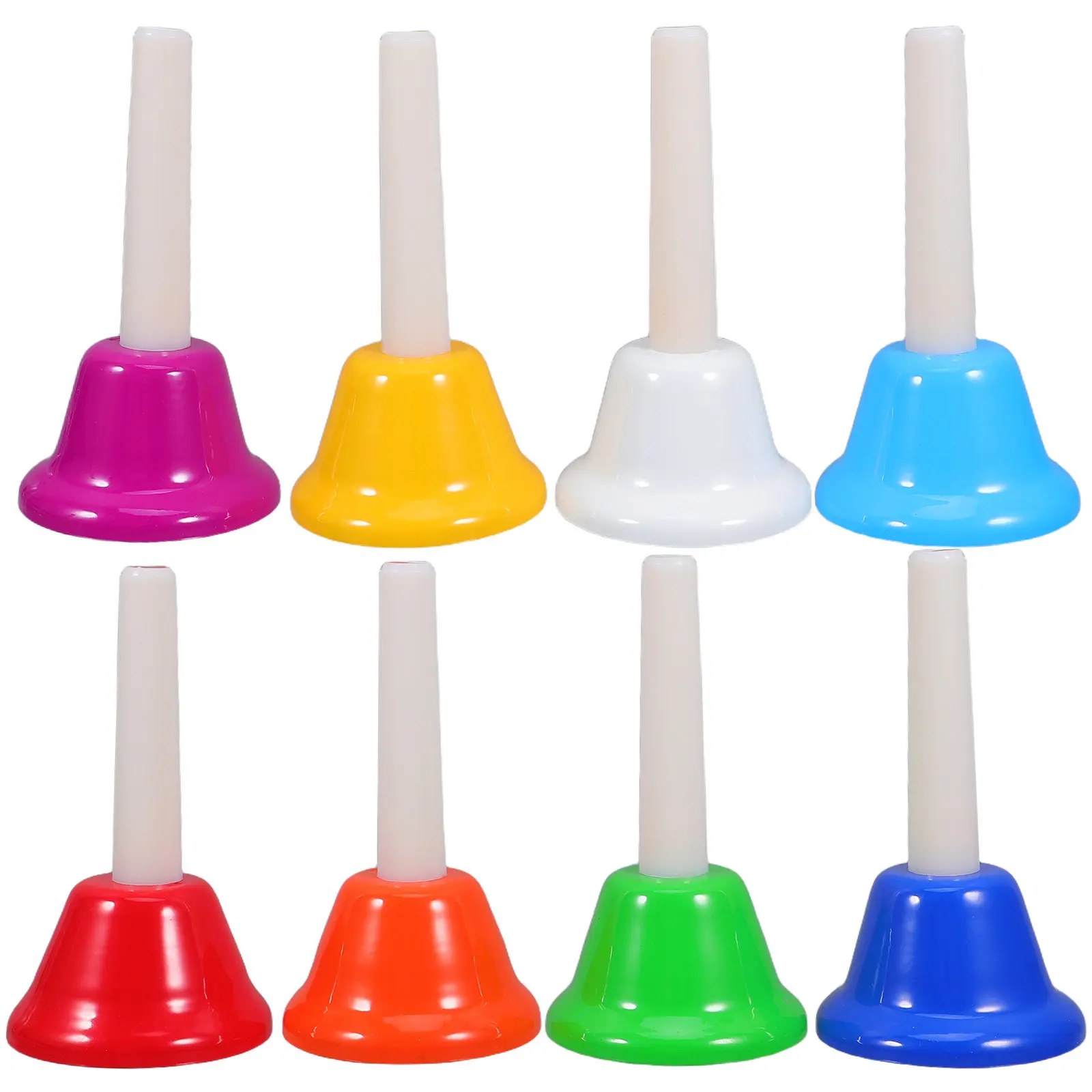 8Pcs Multifunctional Wooden Metal Hand Bells for Children Color Coded Music Learning Early Childhood Education Classroom Home
