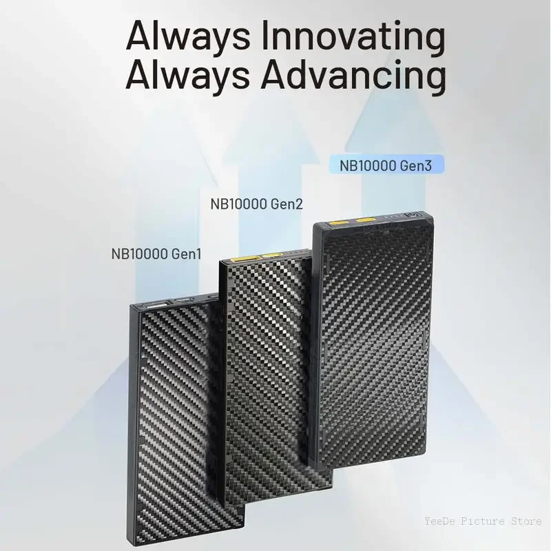 Nitecore-بنك طاقة من ألياف الكربون خفيف الوزن ، شحن ، بنك طاقة متنقل ، ثنائي سريع ، 18 واط ، Ultra W ، Gen 3 ، 10000mAh