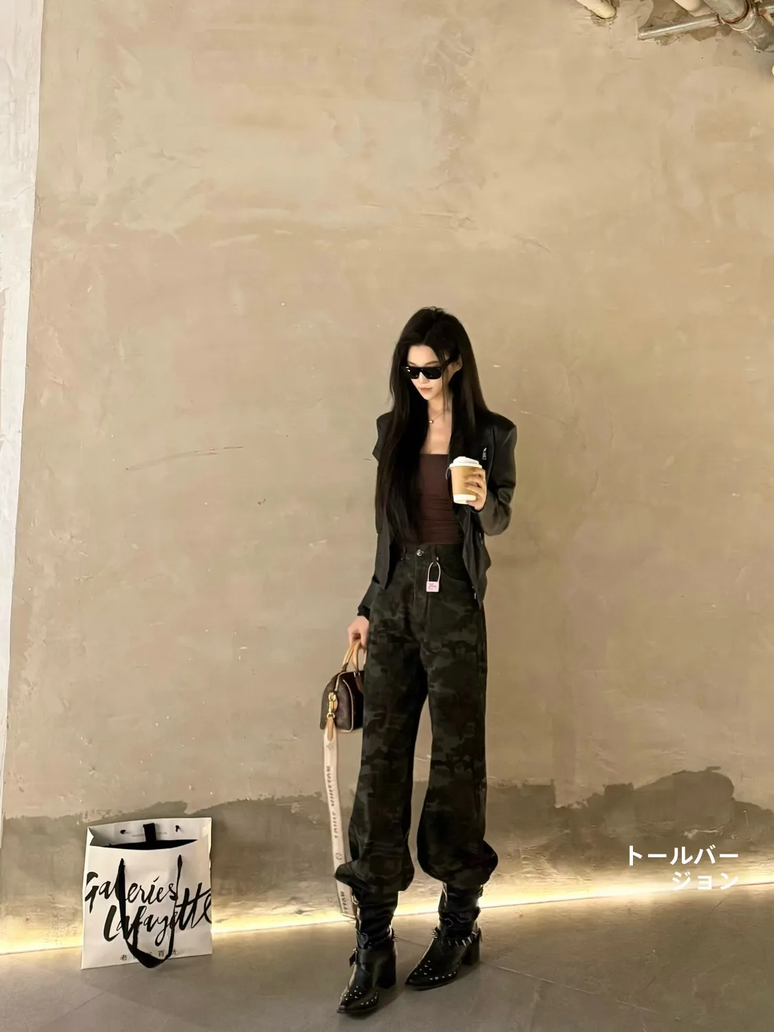 

Джинсы прямого кроя с удлиненными штанинами, камуфляжные, с высокой талией, женские, премиум-класса, из денима, весна-лето, модные, больших размеров