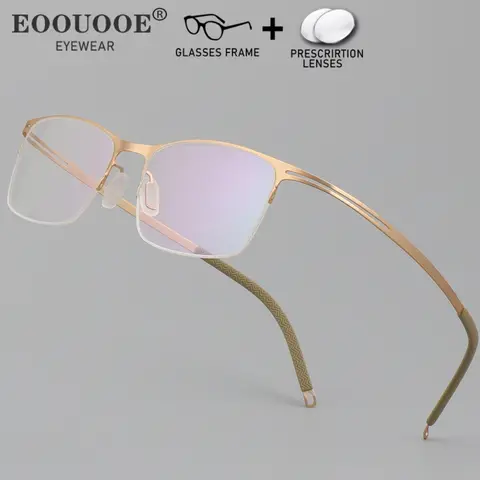 Screwless Design 6g Pure Titanium Men Glasses Good Quality Optical Prescription Lenses Progressive Myopia  Hyperopia Eyeglasses