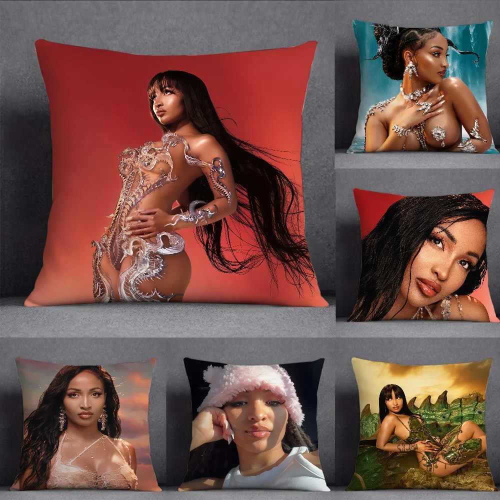 المغني S-Shenseea لا تتأخر أبدًا هنا كيس وسادة مربع على الوجهين الطباعة قصيرة أفخم غطاء وسادة أريكة وسادة غرفة نوم