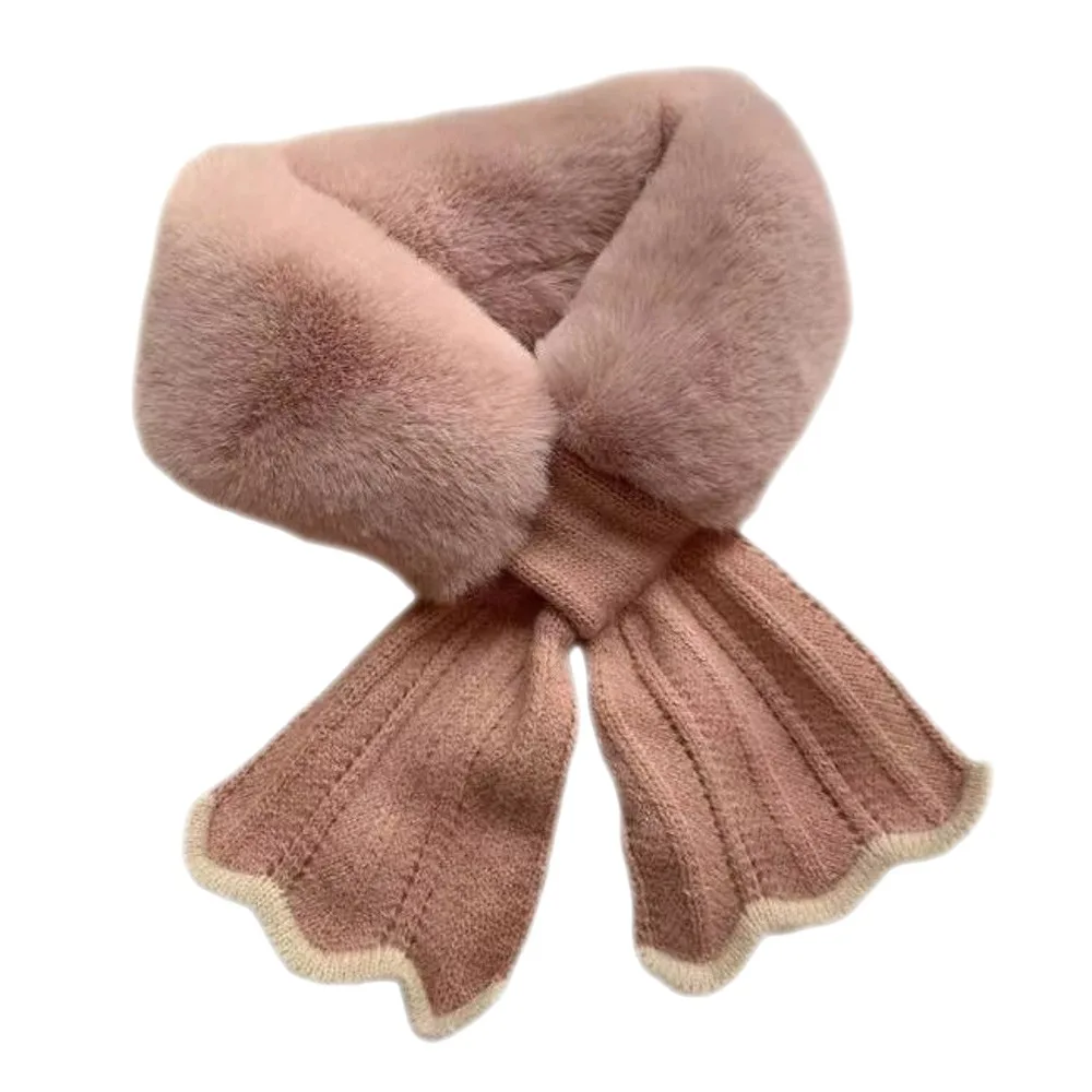

Comfortable Faux Rabbit Hair Winter Plush Scarf Thick Silky Cross Neckscarf Warm Soft Knit Scarf Woman