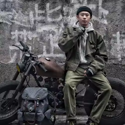 Maden Retro 16oz Canvas Swedish Motorcycle Green Jacket Pocket Bomber Jacket Casual Hunting Work Outwear for Men Spring and Fall - Image 5