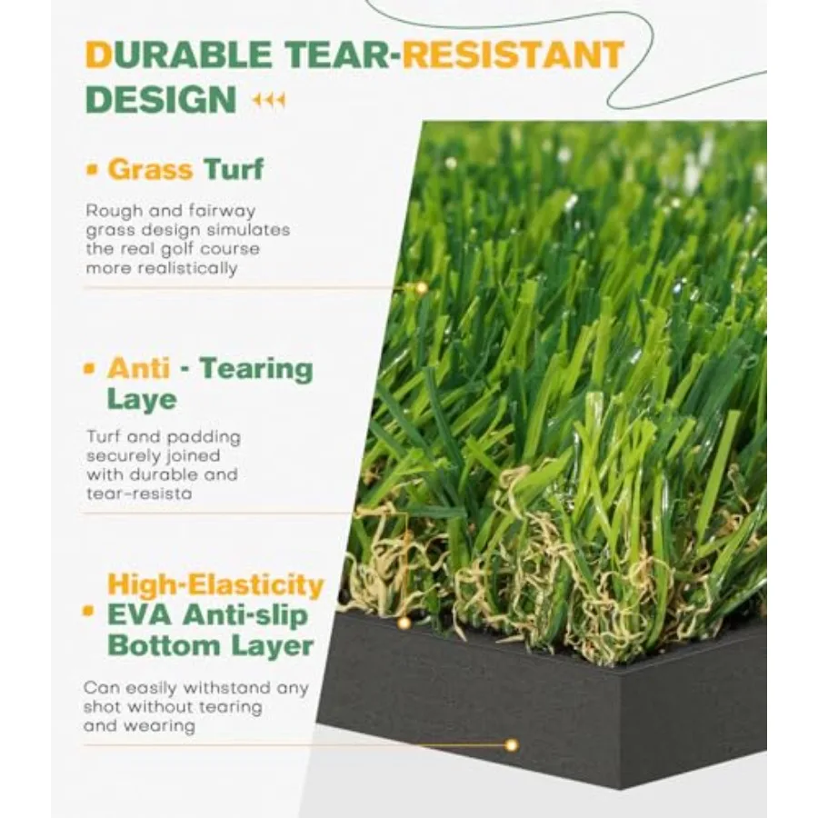 سجادة جولف Premium DualTurf 5x4ft للتدريب الداخلي والخارجي: دليل محاذاة معزز وزاوية مثالية للمساعدة في النهج