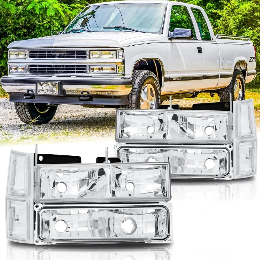 

Headlights Assembly Pair for 1994-1998 OBS Chevy Silverado C/K 1500 2500 3500 Suburban 1995-1999 Chevy Tahoe w/Bumper Lights LH