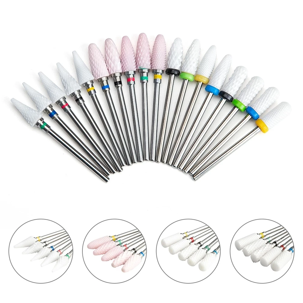 Ceramic Carbide Nail Drill Bit Rotate Burr Milling Nail Cutter Bits Electric Drill Machine For Manicure Pedicure Tools