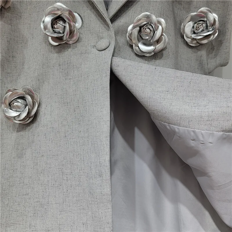 HKSH Herbst Neue Frauen High Street Stilvolle Dreidimensionale Blume Einzigen Taste drehen-unten Kragen Casual Trendy Weste HK7801