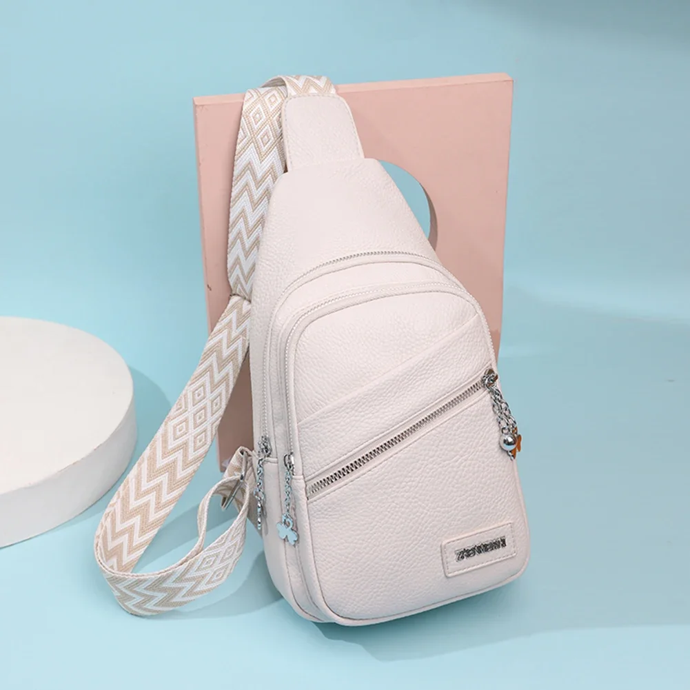 Women Chest Bag Adjustable Shoulder Strap Satchel Bags PU Leather Messenger Bag Fashion Solid Color Crossbody Bag Female Clutch