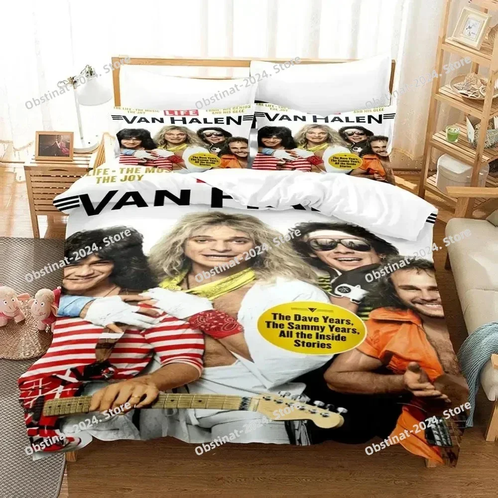 2025 Eddie Van Halen Bedding Set Printed single Comforter Quilt Bed Cover Duvet Cover Pillow Case 3 Pieces Sets Kids Adult Size