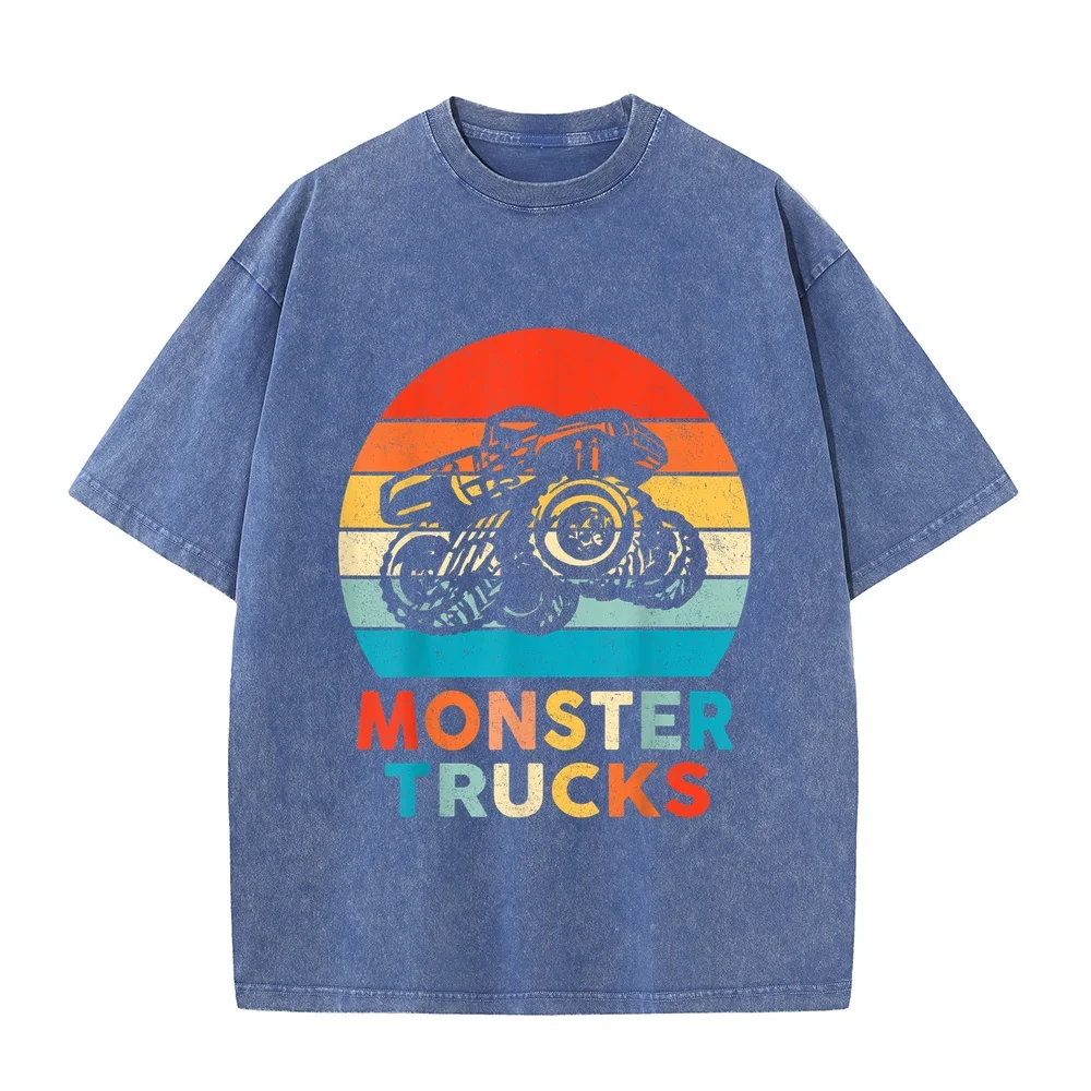 Monster Truck for Toddlers Youth & Adults T-Shirt Anime T Shirts Men White Short Sleeve Tee Green Printed Cotton Shirt Casual