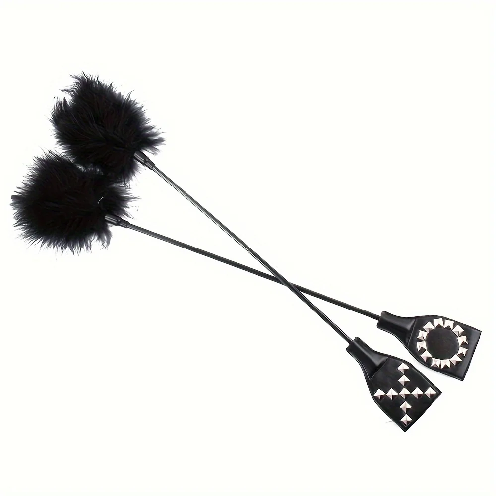 Pholiota Adiposa  Leather Paddle Flirty Feather Whip Sex Toys  Conditioning Foreplay Teasing Bondage Equipment for Women Flirts