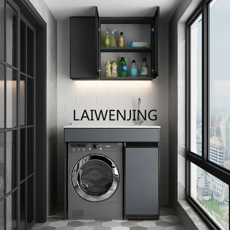 LYN space aluminum washing machine combined balcony integrated cabinet wash face with rubbing basin overall customization