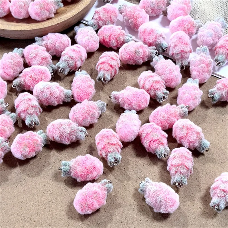 Winter style 50pcs/lot color Flocking effect Fruit cartoon Dragon Fruit shape resin beads diy jewelry garment accessory