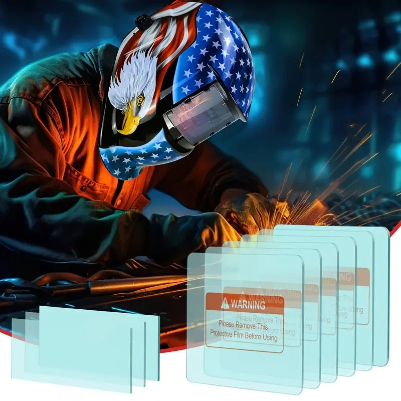 10 Buah Pelindung Lensa Las Penutup Pengganti Kepala Las 7 Pelindung Luar 11.5Cm X 8.8Cm, ​​3 Pelindung Bagian Dalam 10.8Cm X 5Cm