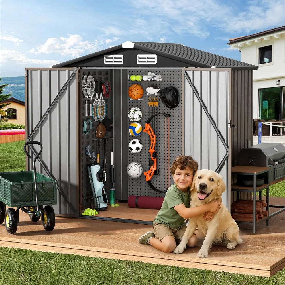 

6x4 FT Outdoor Metal Storage Shed with Floor, Durable Garden Shed with Updated Frame Structure for Backyard, Patio, Tool Storag
