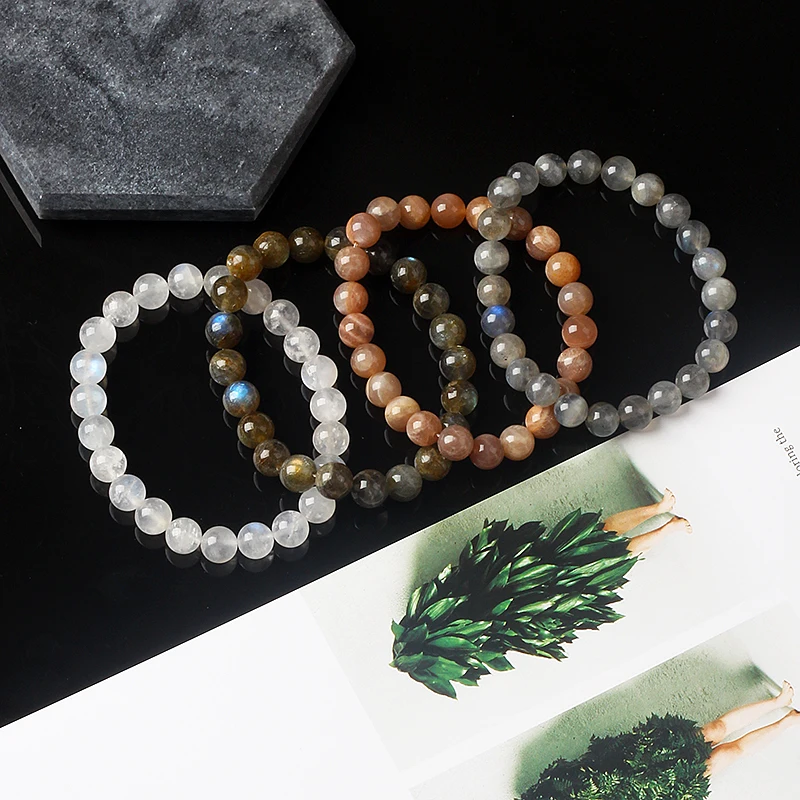 5A Original Flash Labradorite Bracelets for Women Reiki Blue Light Moonstone Beaded Bracelets Nature Semi-precious Stone Jewelry - Image 2