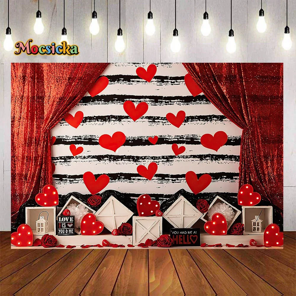 عيد الحب التصوير خلفية الحب الأحمر روز الستار ديكور فتاة عيد ميلاد كعكة سحق خلفية خلفية استوديو الصور