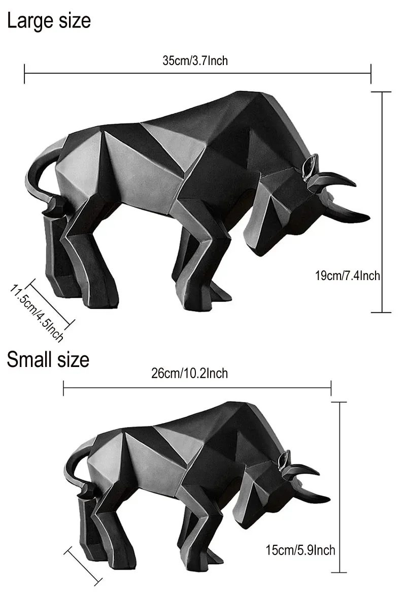 Nordic Moderne Einfache Harz Bull Ornamente Kreative Hause Dekoration Handwerk Innen Studie Büro Kuh Statue Tier Figur – Detail 1