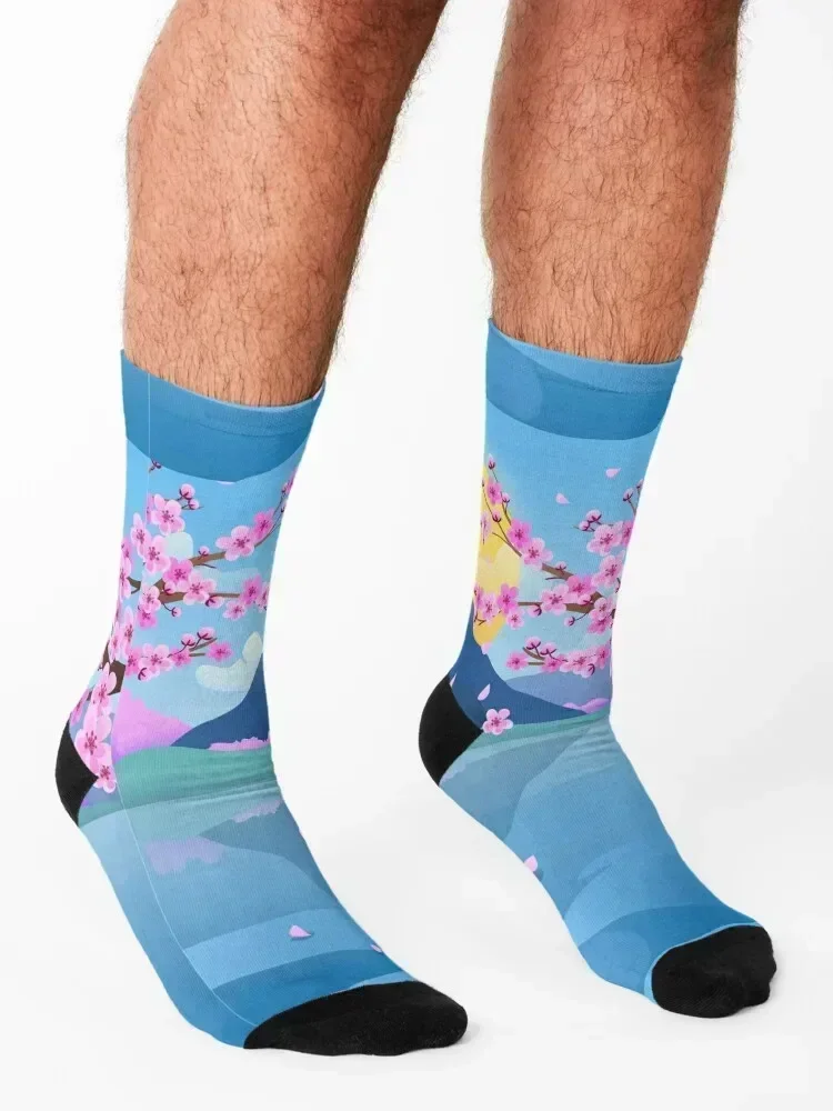 cherry blossom Socks Running Novelties winter thermal Stockings man Man Socks Women's