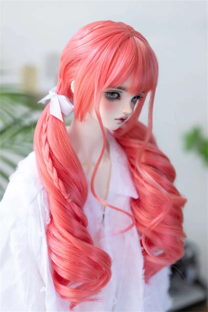 bjd Wig Suitable for BJD&DD 1/3 &1/4 &1/6 doll high temperature silk curling double ponytail wig bjd Doll Accessories