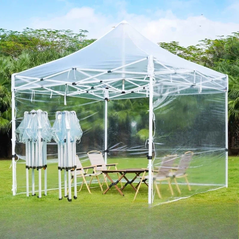 Outdoor fully transparent four-legged tent enclosing canopy rainproof folding telescopic awning sun room stall umbrella