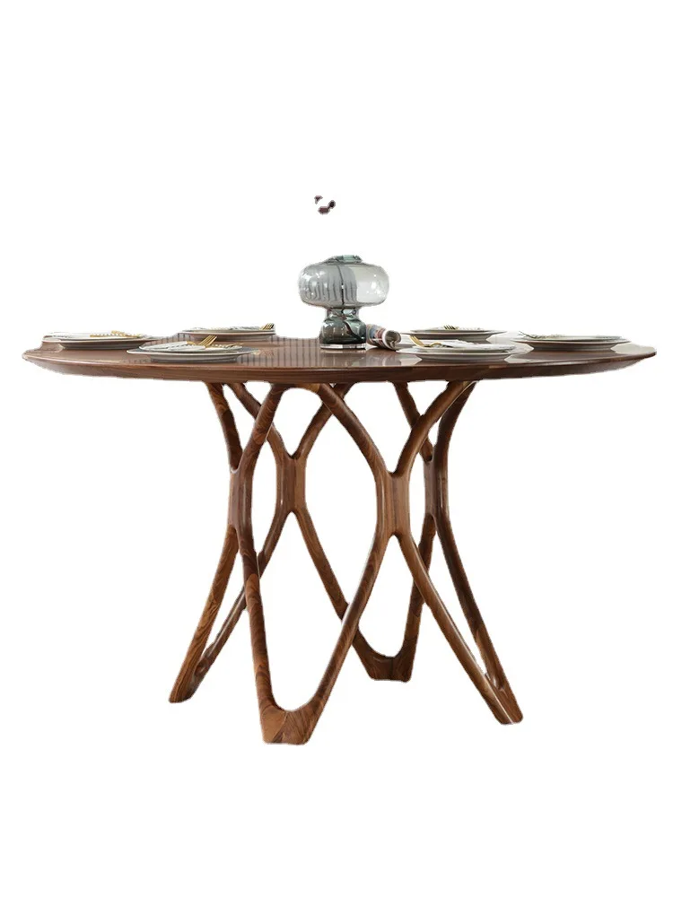 Solid Wood round Table with Turntable