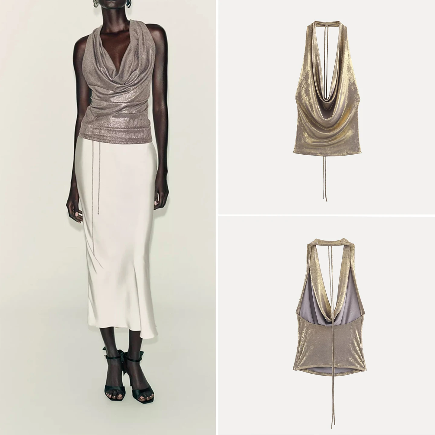 

Z Женский модный драпированный топ из нейлона Ele, универсальная верхняя одежда в европейском стиле без нагрудной подушечки, обычная длина