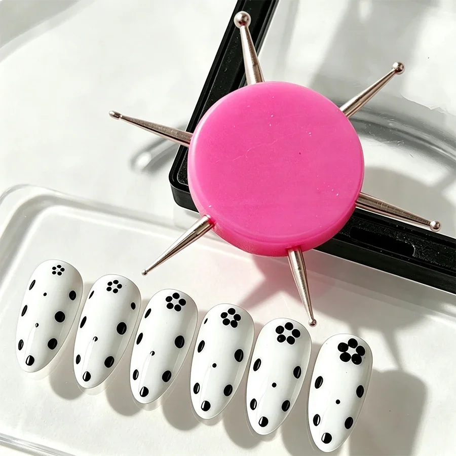 6 Sizes Nail Art Dotting Tools Set, Multi‑Purpose Circular Dot Pens for Flower Painting, Clay Sculpting, Embossing Pattern Maker
