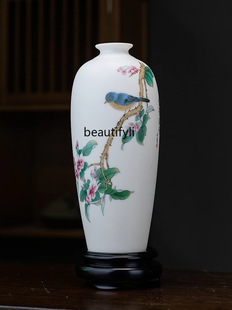 

Ceramic hand-painted wealth and longevity vase Chinese-style living room ornaments flower arrangement home decoration