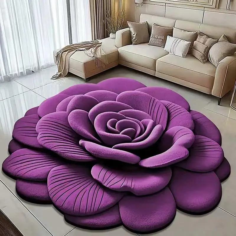 New Flower Carpet Special-shaped Soft Peony Floor Mat Durable 60x60cm Non-slip Absorbent Bathroom Floor Mat