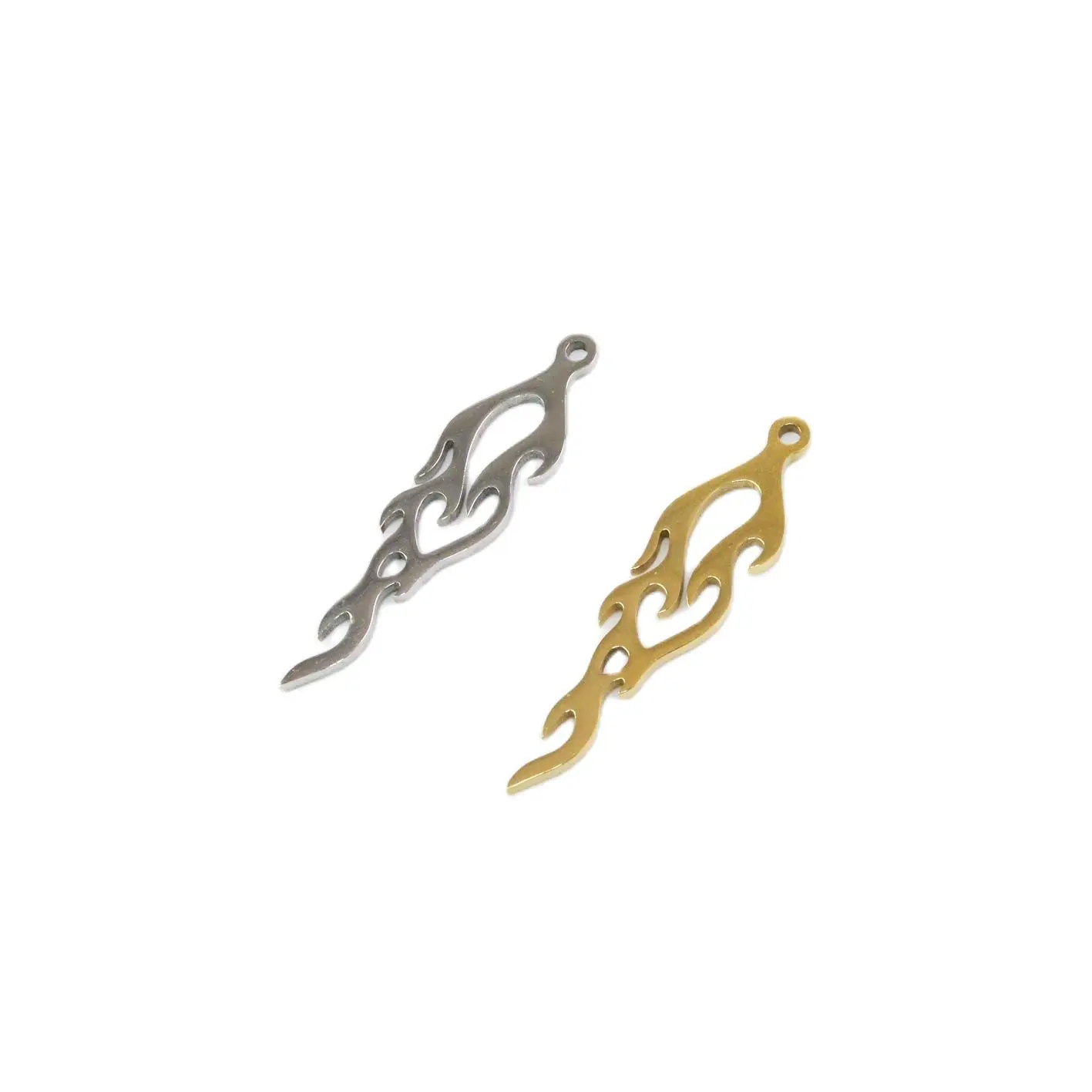 10pcs Stainless Steel Shiny Fire Jewelry Charms Pendant DIY Handcraft Waterproof Antiallergic