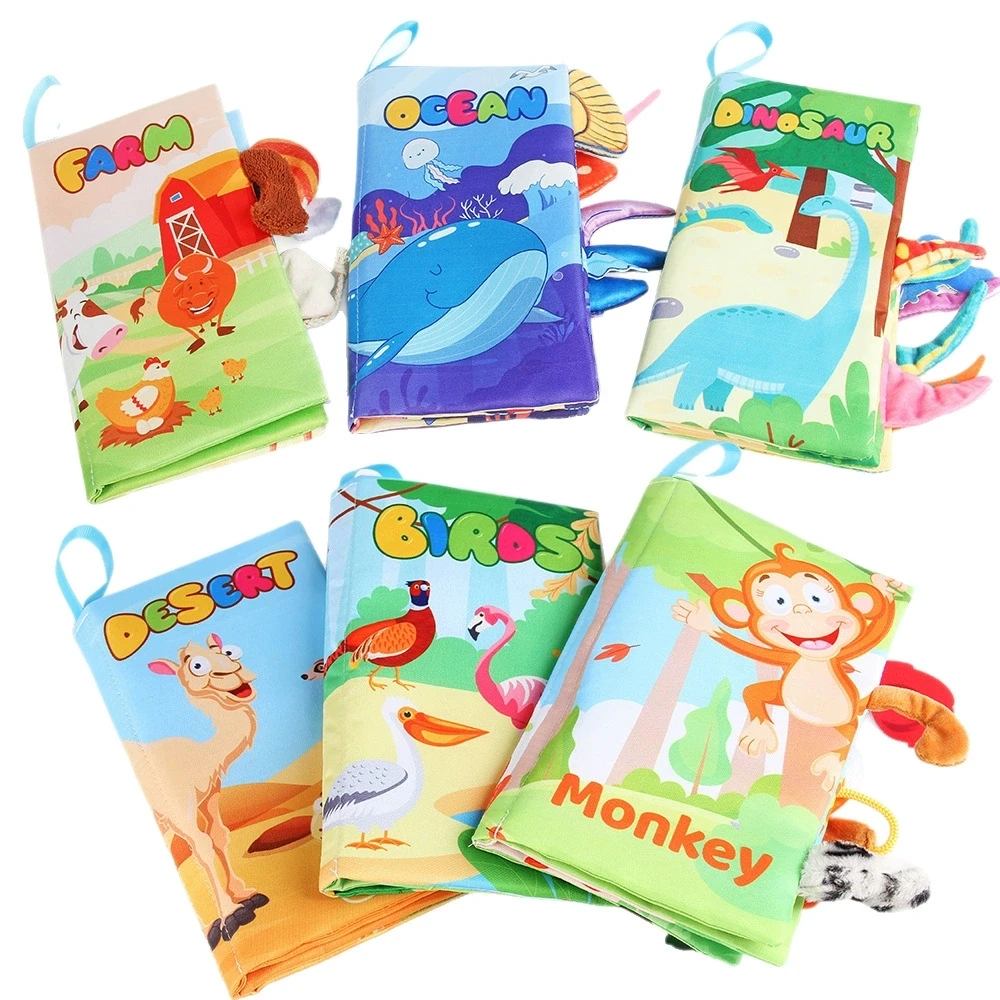 Gran oferta, juguete educativo de Aprendizaje Temprano para bebés de 0 a 36 meses, libro de tela con cola, rompecabezas de papel con sonido interactivo para padres e hijos, sonajero