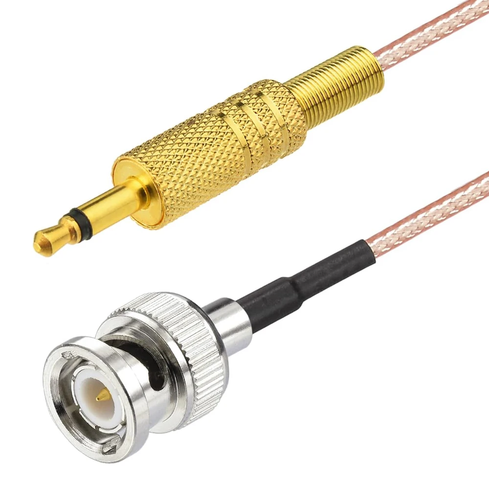 BNC laki-laki perempuan ke 3.5mm 1/8 "Mono TS steker laki-laki adaptor Stereo kabel koaksial Audio daya RG316 untuk Radio gelombang pendek