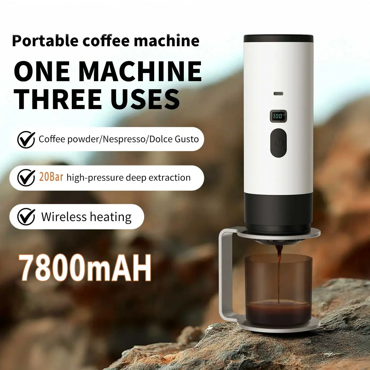 

20Bar 3-in-1 Portable Coffee Maker Espresso Coffee Maker For Car Home Camping Travel Capsule Automatic heater Coffee Maker