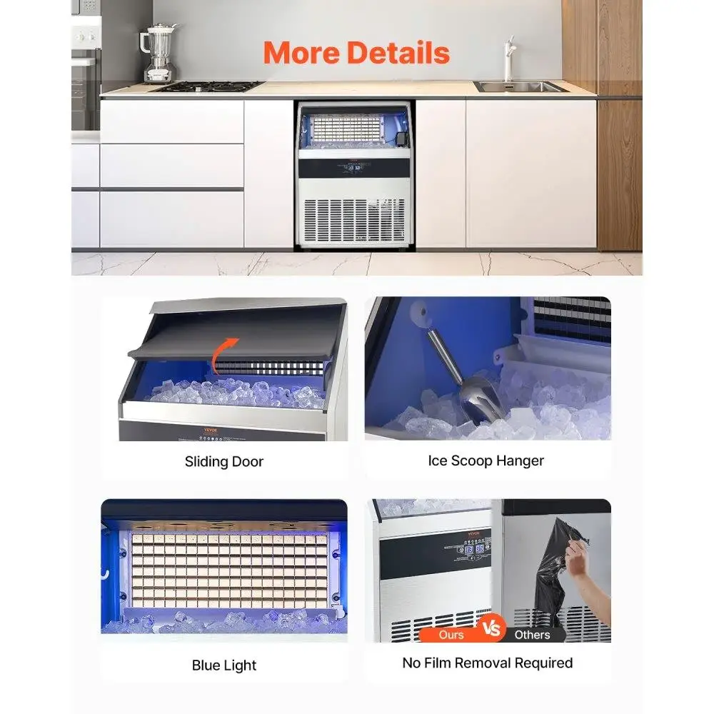 Freestanding Ice Maker Machine 265lbs Daily Production 126 Ice Cubes for Home Use Commercial Grade