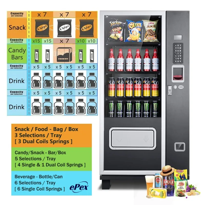 

Customized Snack Beverage Combo Vending Machine with LED Glass Front