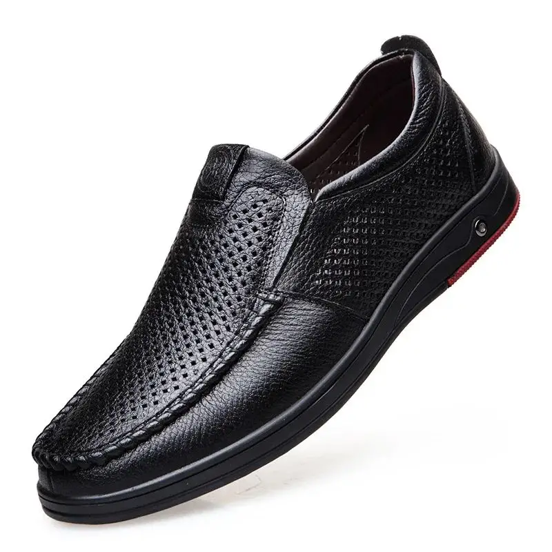

2023 New Men's Summer Loafers Shoes Genuine Leather Soft M Slip-On Casual Fashionable round Toe Fabric Lined Linen Upgraded