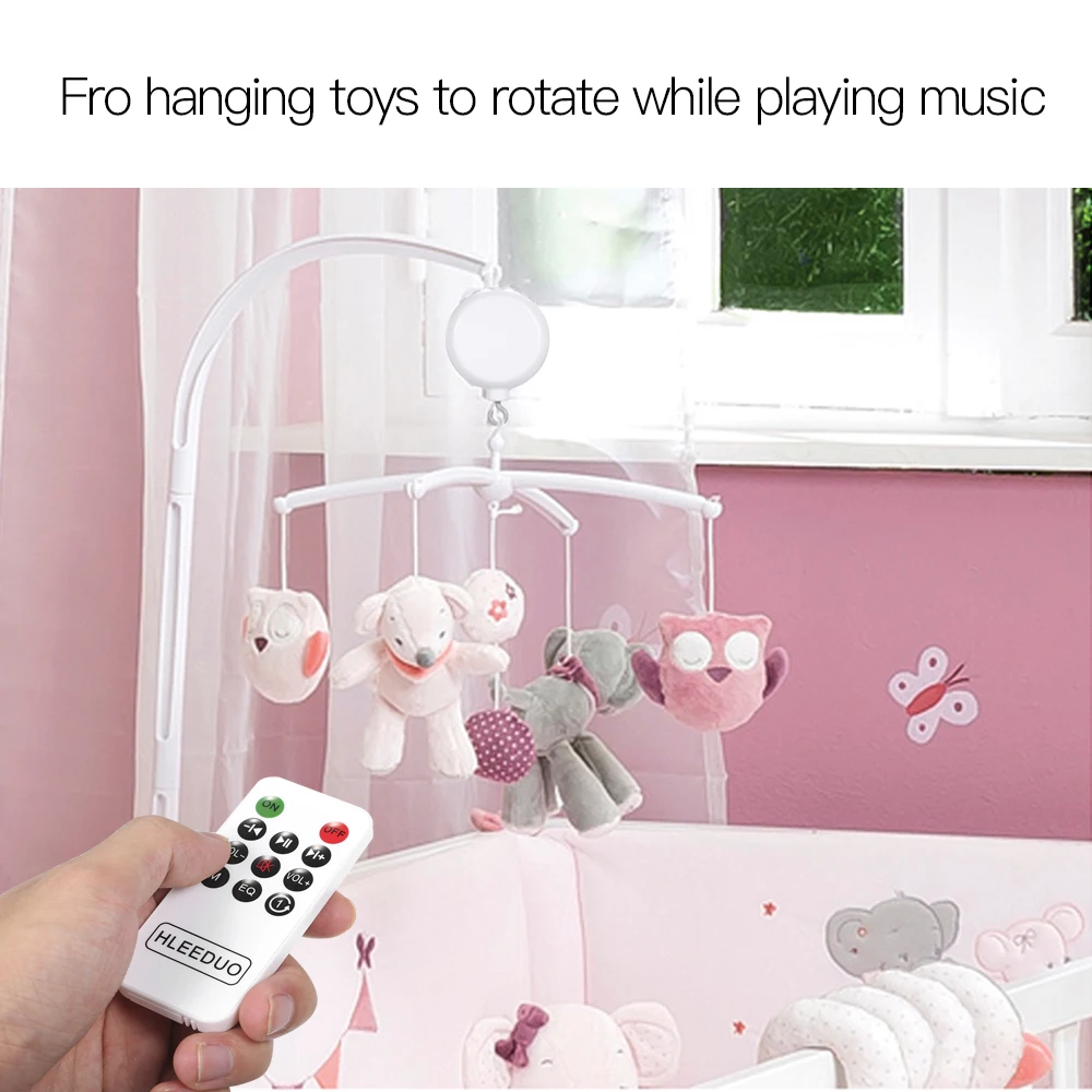 Музыкальная шкатулка для детской кроватки, поворотная Музыкальная шкатулка с дистанционным управлением и музыкальными колокольчиками для детей, с USB-проводом