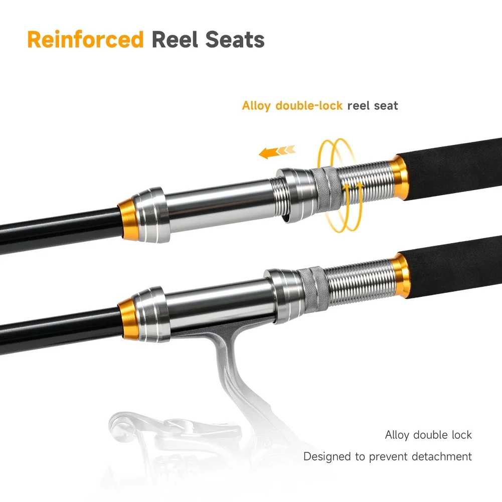 Carbon Fiber Telescopic Fishing Rod 1.8m to 2.7m for Sea Angling with Reinforced Reel Seat and Colored Guide Rings