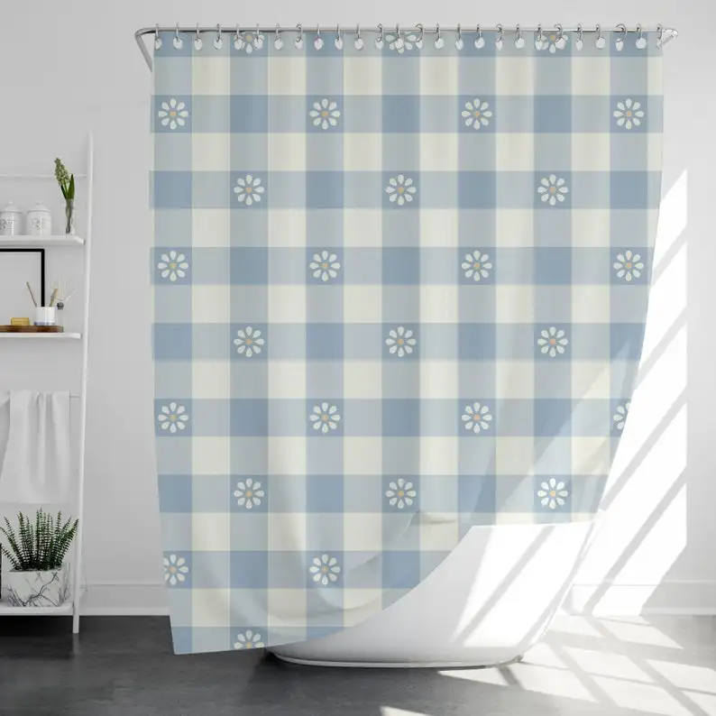 

Cute Flowers Shower Curtain with 12 Hooks Waterproof, Christmas Gift, Home Decor, Housewarming Gift