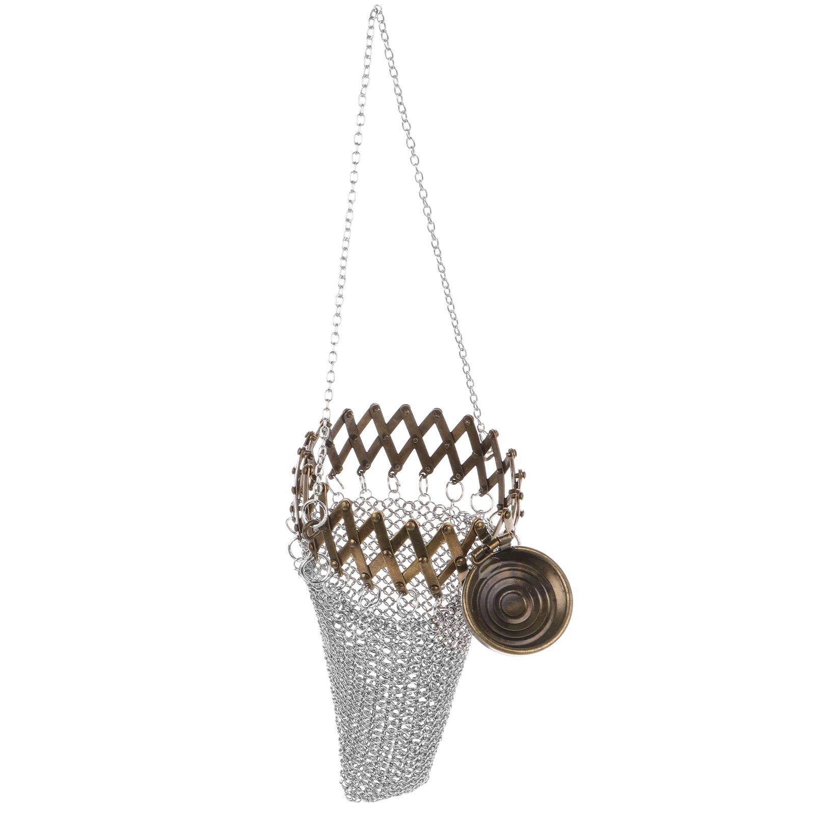 Handmade 1920S English Coin Purse Vintage Metal Mesh Design Unique Small Portable Hanging Purse for Women Travel