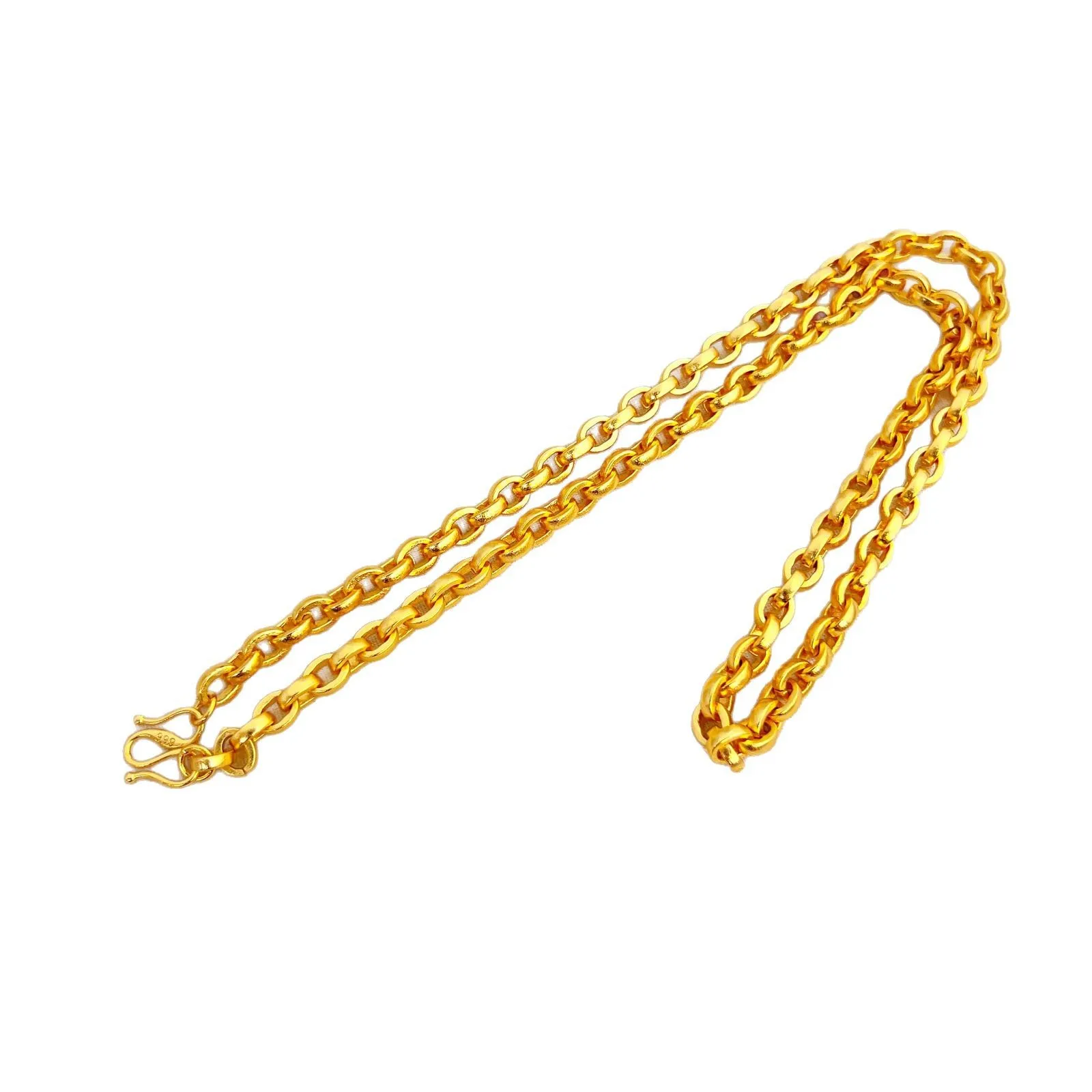 Luxury and fashionable 24K real gold circle button men's and women's necklace au9999 gold trendy versatile necklace decoration