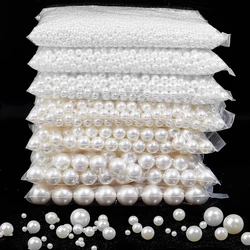 5-500Pcs/Lot 5-25mm Imitation Pearl Acrylic Beads Half Drilled Hole Round Beads For DIY Crafts Ornament Making Clothing Accesso