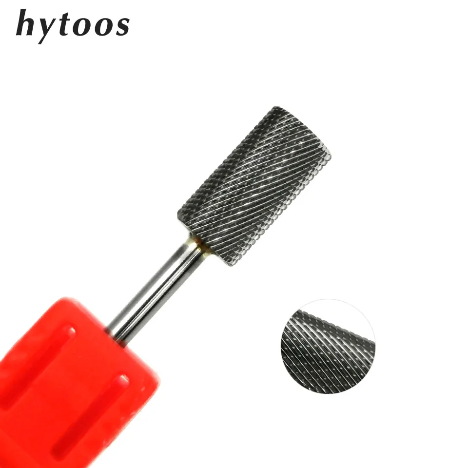 HYTOOS F Large Barrel Carbide Bits for Nails Rotary Milling Cutter For Manicure Electric Drill Bit Accessories Gel Remove Tool