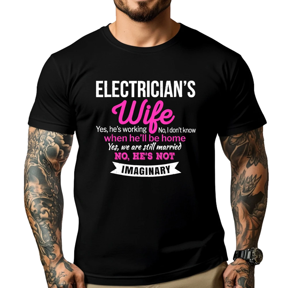 

Electrician Is Wife Funny Anniversary Fall Clothes Aesthetic Men's T-Shirts Easter Sunday