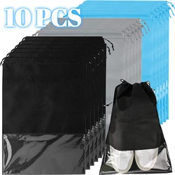 Oversized Non-woven Shoe Bag, impermeável, Dustproof, Travel Shoes Bag, portátil, economia de espaço, organizador transparente, 5pcs, 10 pcs