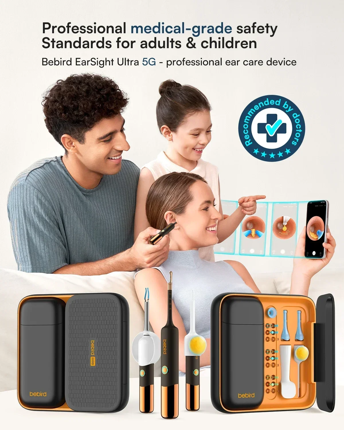 Ear Cleaner with Camera Set HD Ear Sticks Otoscope USB C Charging Endoscope Wax Removal Tool Earpick Ear Cleaning Set