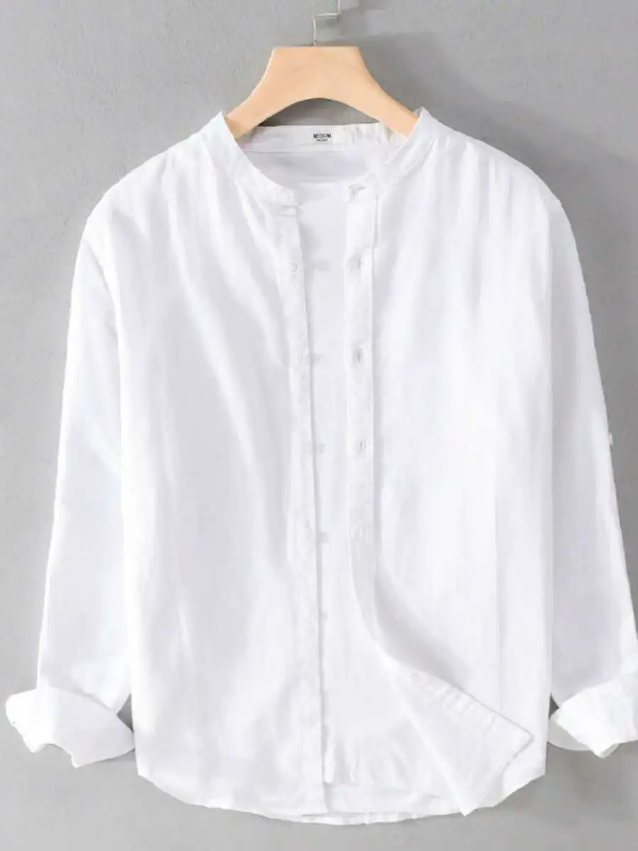 

Новая мужская футболка из чистого хлопка в корейском стиле, модная, цветная, с воротником-стойкой, для повседневной носки, свободного кроя, весна-осень