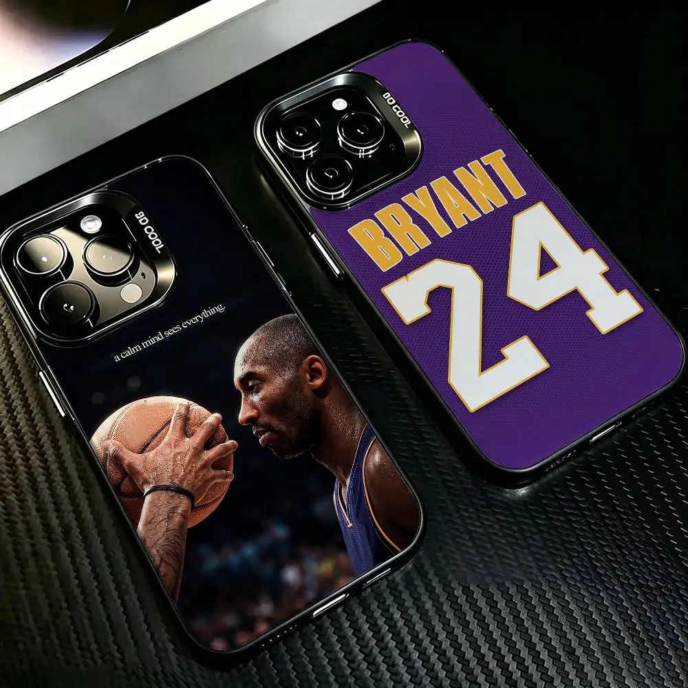 K-Kobe Bryant 24 Basketball Sports Phone Case For iPhone 17,16,15,14,13,12,11 Plus,Pro Max,XS,Colored silver phone case